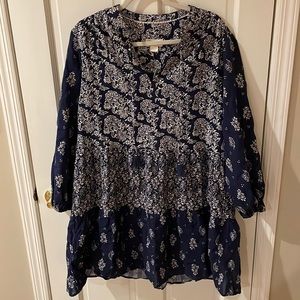 Maeve by Anthropologie navy paisley smock dress